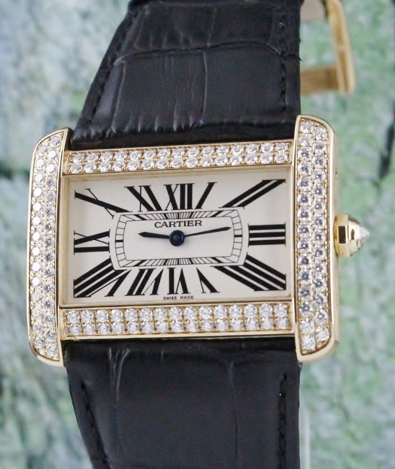 (image for) Cartier 18K Yellow Gold XL Divan Diamond Setting Quartz Lady Watch / 2602